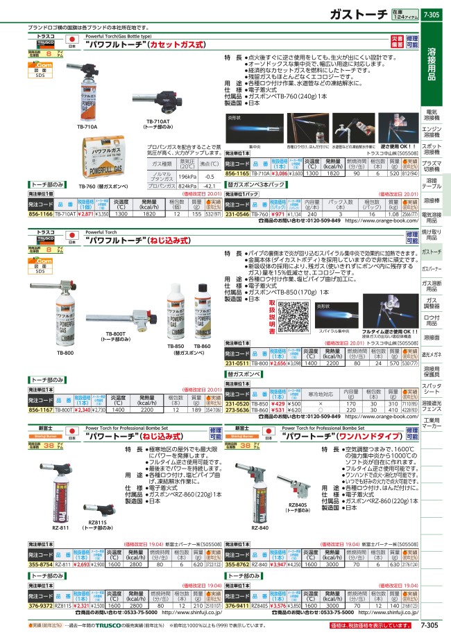 RZ811S | 業務用パワートーチ(ねじ込み式) | 新富士バーナー | ミスミ | 376-9372