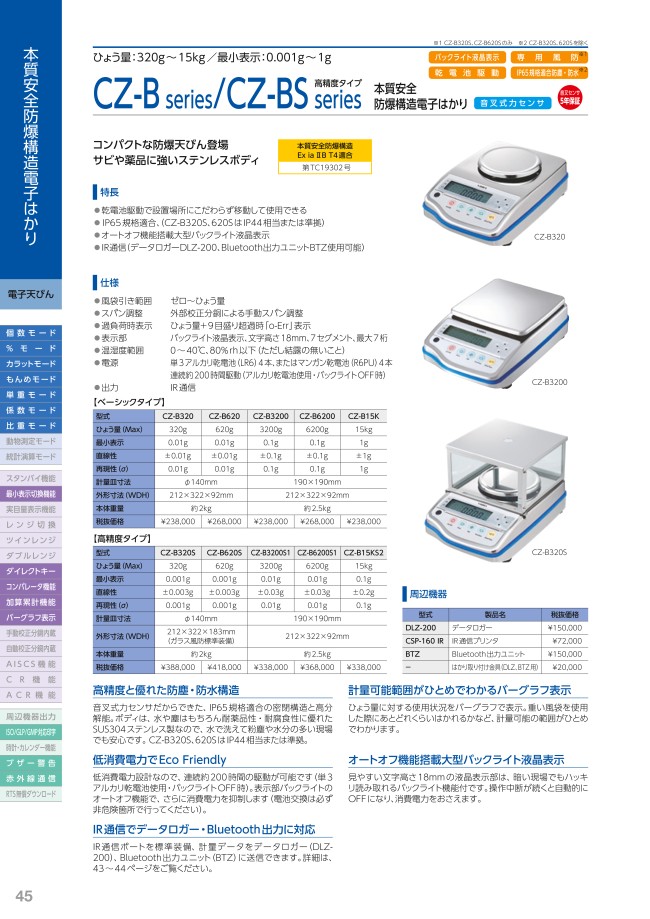 新光電子 ViBRA 本質安全防爆構造電子天びん 高精度タイプ CZ-B320S