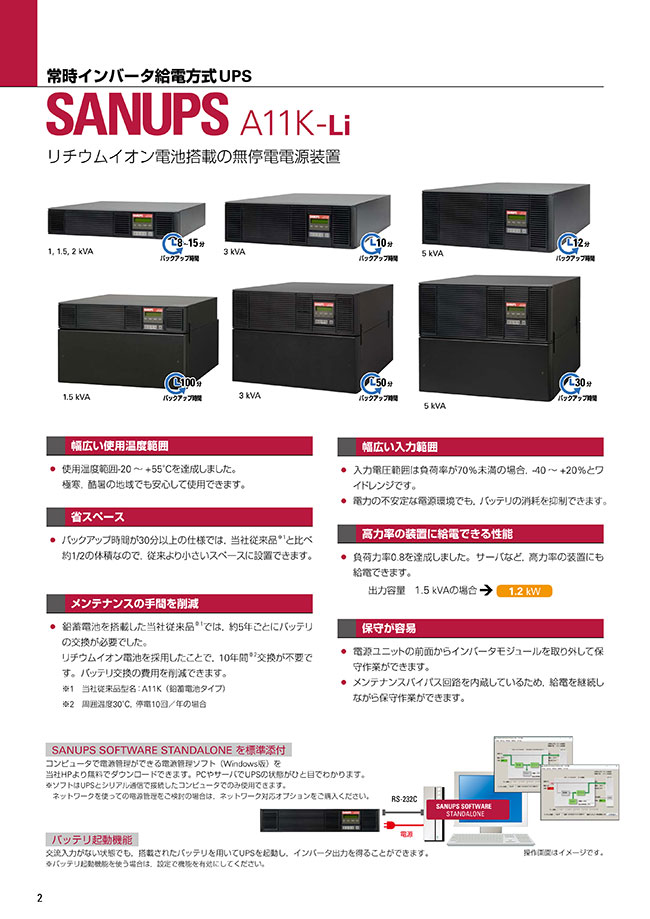 UPS（無停電電源装置） SANUPS A11K-Li | 山洋電気 | MISUMI-VONA 