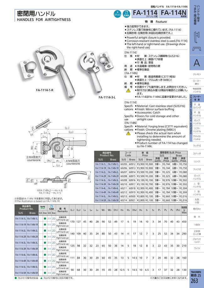 密閉用ハンドル FA-114 | タキゲン製造 | MISUMI-VONA【ミスミ】