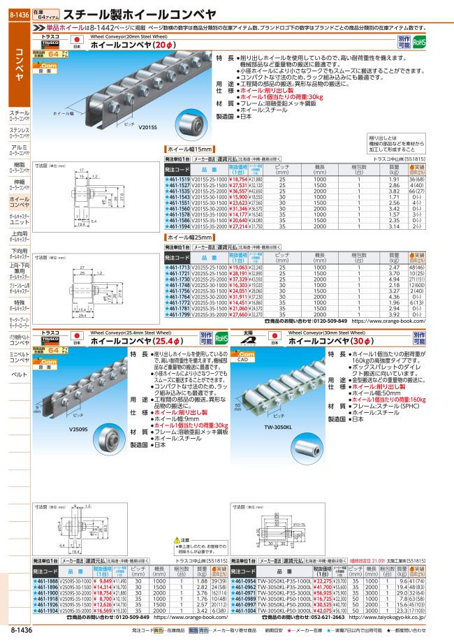 ホイールコンベヤ（削り出し製） ホイール径30mm | 太陽工業 | MISUMI