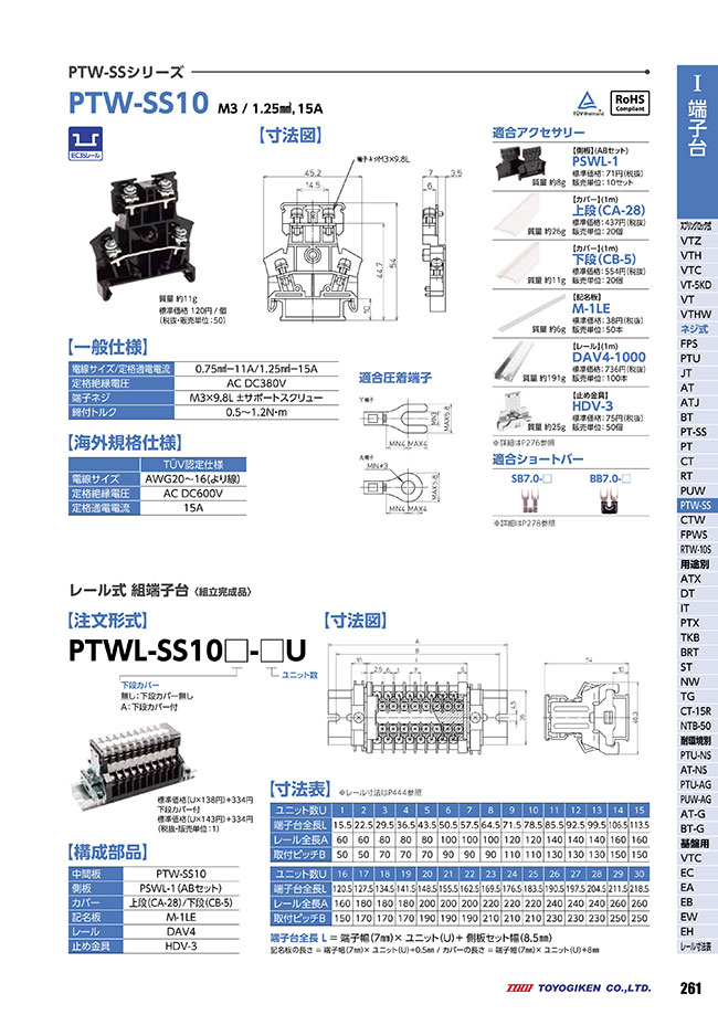 レール対応端子台 PTW-SSシリーズ | 東洋技研 | MISUMI(ミスミ)