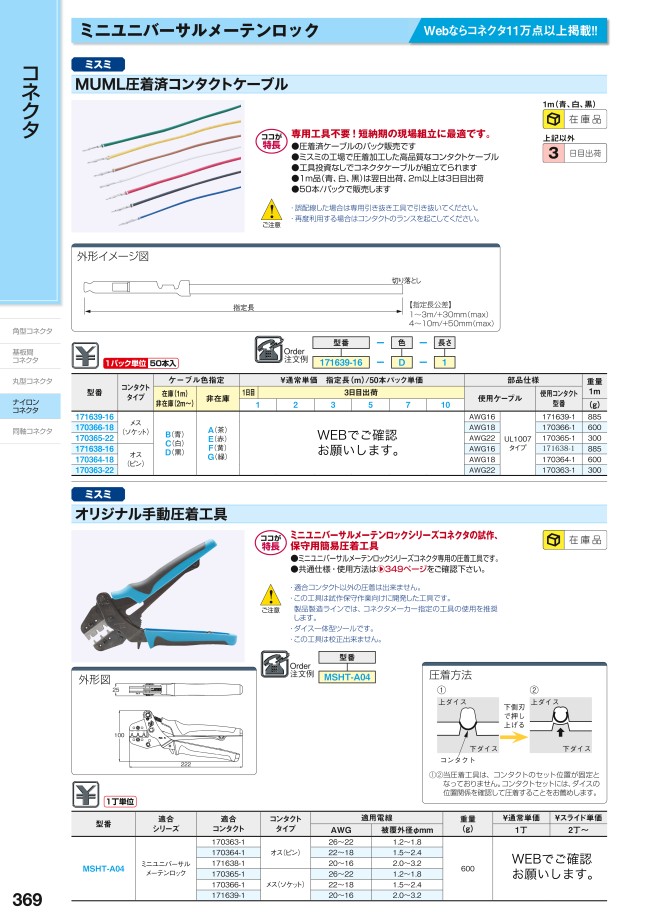 ﾐﾆﾕﾆﾊﾞｰｻﾙ・ﾒｰﾃﾝﾛｯｸ オリジナル手動圧着工具 | ミスミ | MISUMI(ミスミ)