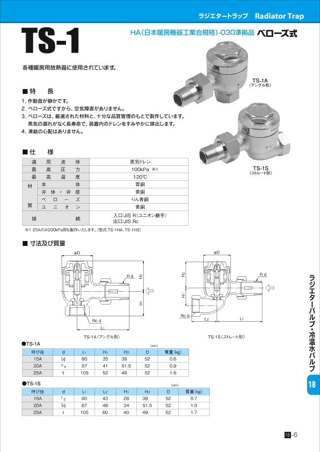ラジエタートラップ TS-1Sシリーズ | ヨシタケ | MISUMI-VONA【ミスミ】
